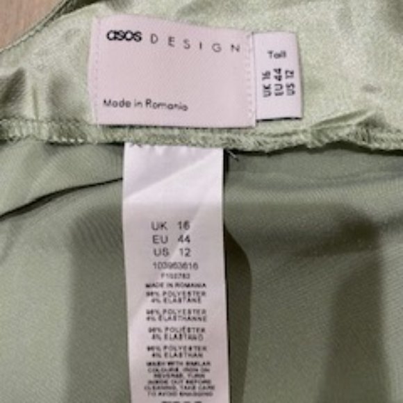 ASOS - Satin Scarf Double Tie Halter Top in Sage, Size 12 - Picture 7 of 7